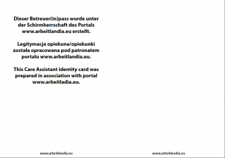 Legitymacja opiekunki osób starszych